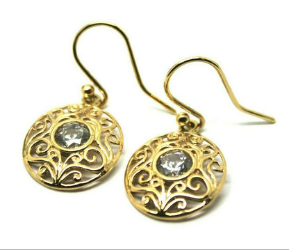 9ct 9k 375 Yellow, White, or Rose Gold Cubic Zirconia Oval Filigree Hook Earrings