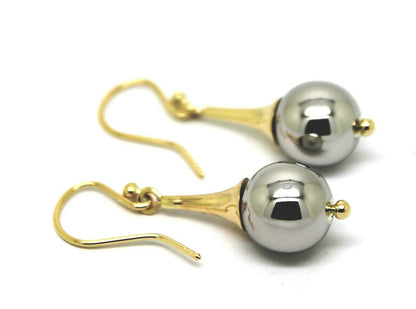 Genuine 9ct 9k 375 Two Tone Yellow & White or Rose & White Gold 12mm Ball Drop Earrings