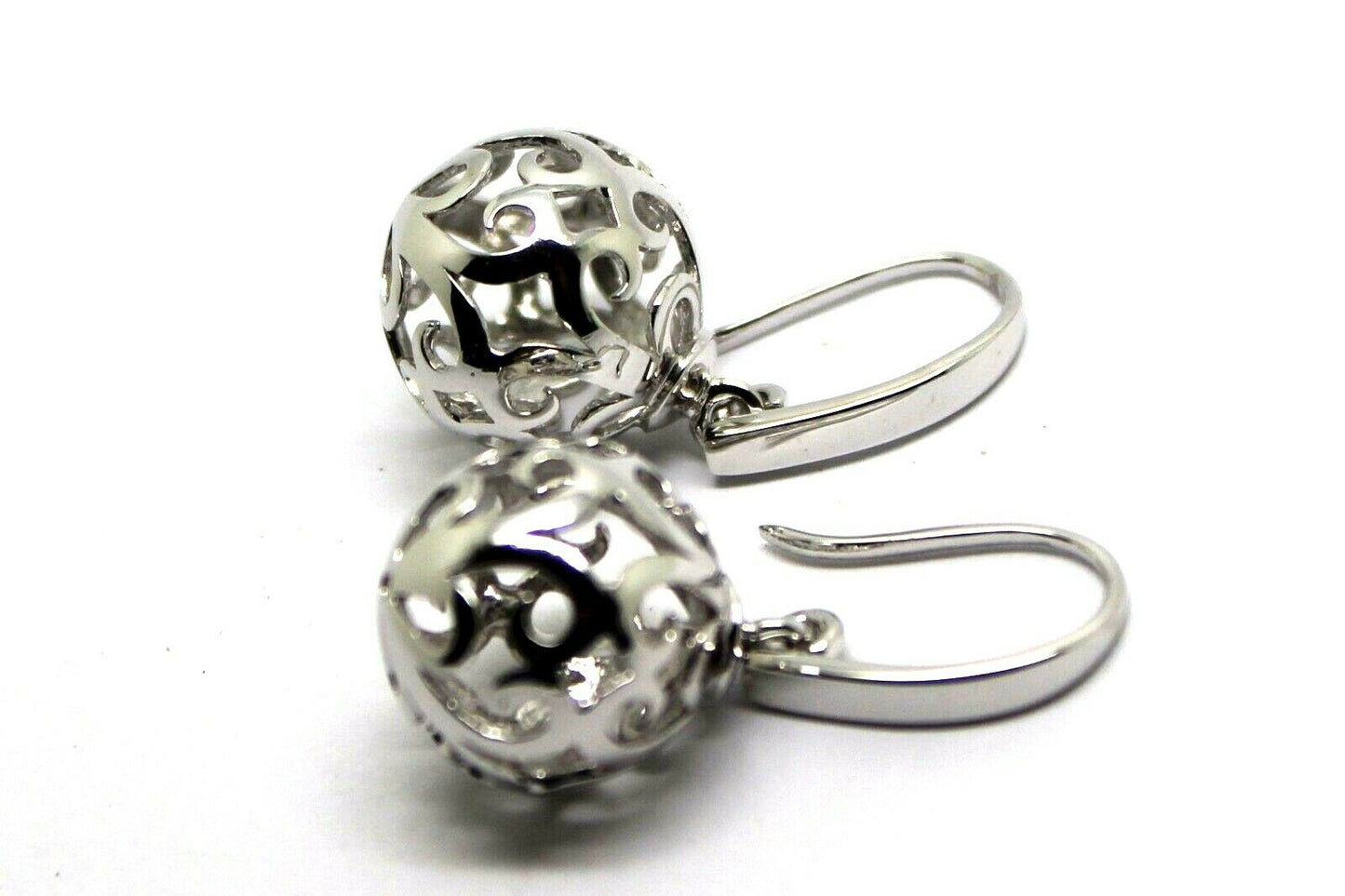Genuine 9ct Yellow, Rose or White Gold Large Heavy 14mm Thick Hooks Ball Drop Filigree Earrings