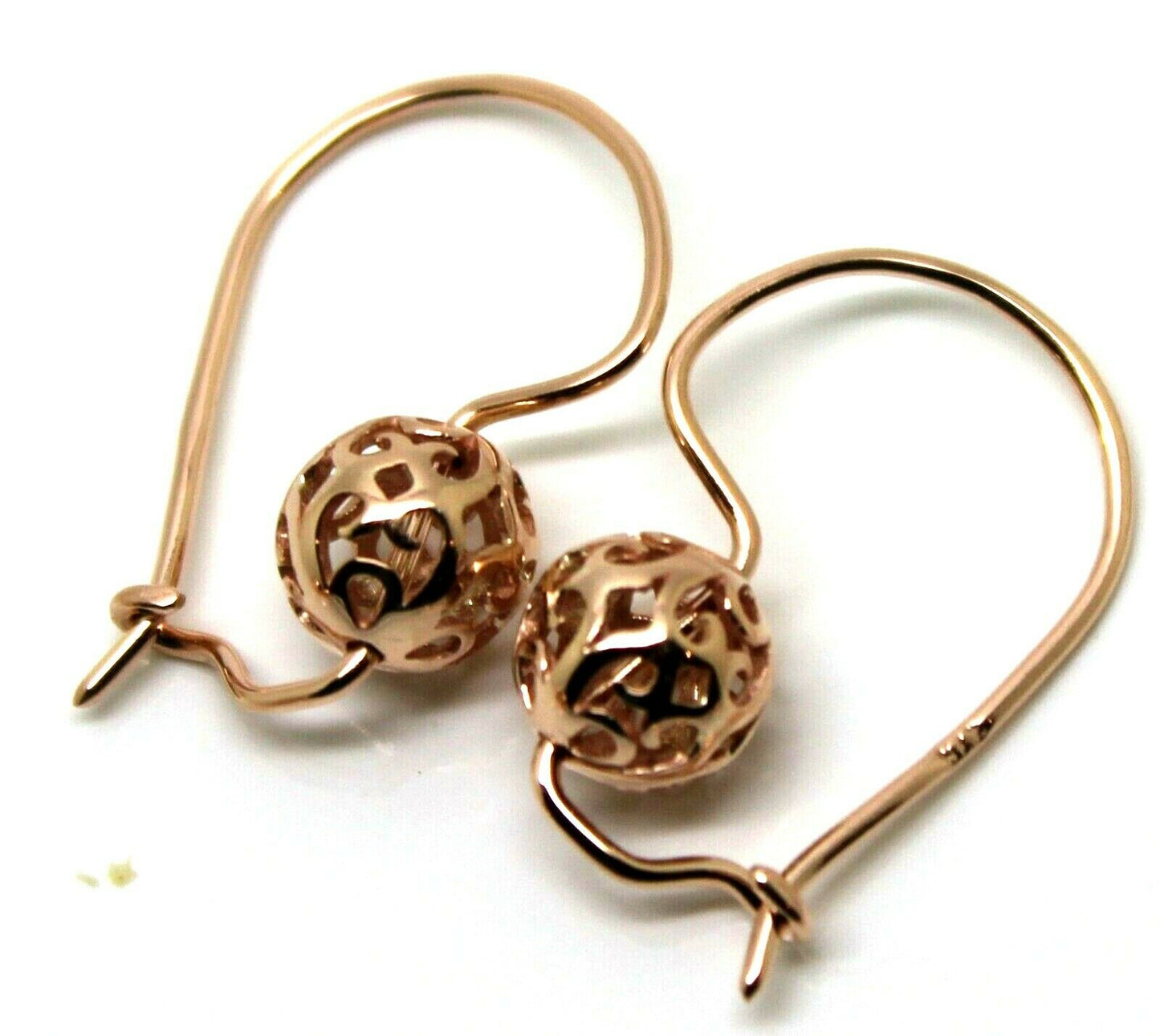 Genuine New 9k 9ct 375 Yellow, Rose and White Gold 8mm Ball Filigree Earrings
