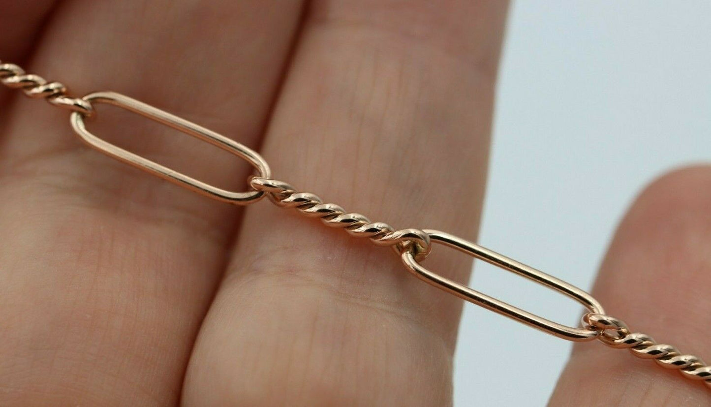 Genuine Handmade 19cm 9ct Yellow, Rose or White Gold Paper Clip Bracelet