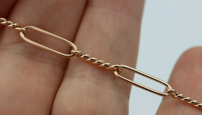 Genuine Handmade 19cm 9ct Yellow, Rose or White Gold Paper Clip Bracelet