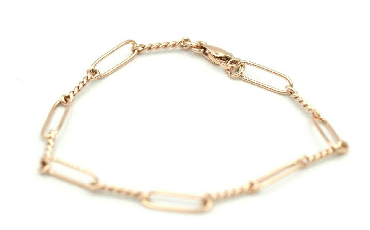 Genuine Handmade 19cm 9ct Yellow, Rose or White Gold Paper Clip Bracelet