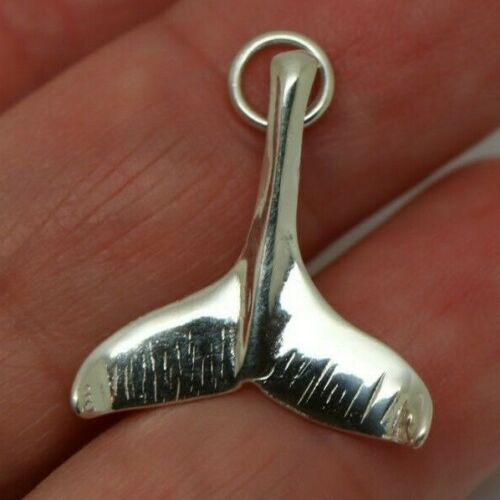 Genuine Sterling Silver 925 Large Whale Tail Solid Pendant Charm