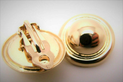 Genuine 9k 9ct 375 Yellow, Rose, White Gold Clip On Large 14mm Half Ball Round Earrings