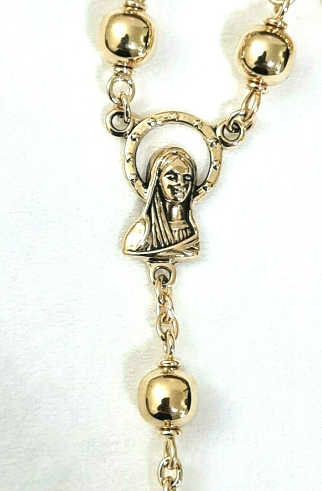 Genuine New 9ct Yellow, Rose or White Gold Ball Rosary Bead Chain Necklace 70cm