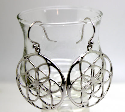 Genuine 9ct Solid Yellow, Rose or White  White Gold Hooks Filigree Flower Earrings