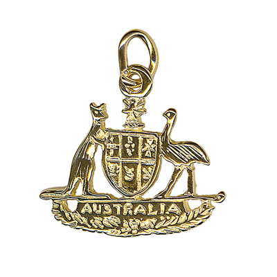 Kaedesigns, Genuine 9ct 9K 375 Yellow Gold Australian Coat of Arms Charm or Pendant