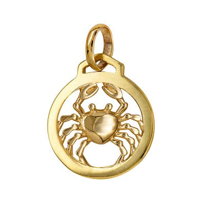 Genuine New 12mm Sterling Silver 925 or 9ct Yellow Gold Pendant / Charm - Cancer