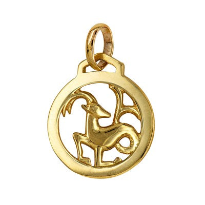 Genuine New 12mm Sterling Silver 925 or 9ct Yellow Gold Pendant / Charm - Capricorn