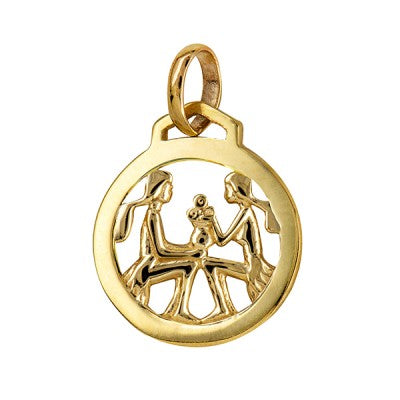 Genuine New 12mm Sterling Silver 925 or 9ct Yellow Gold Pendant / Charm - Gemini