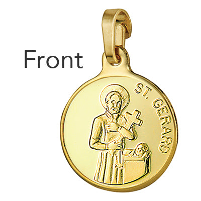 Fine Silver or 9ct Yellow Gold St Gerard Pendant or Charm -16mm Round - Patron of Motherhood