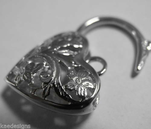 Kaedesigns Genuine 9ct 9kt 19mm Yellow, Rose or White Gold Filigree Heart Pendant  Padlock