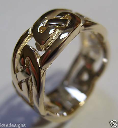 Size O Genuine Solid New 9ct 9kt Yellow, Rose or White Gold 8mm Wide Large Celtic Ring
