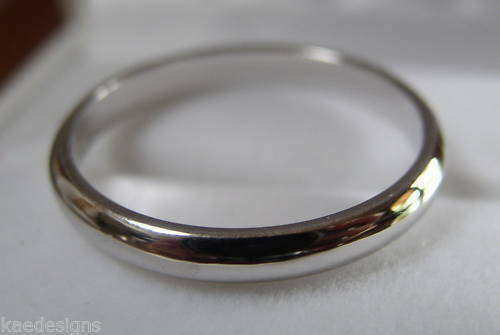 SIze O New Genuine 18ct 18k White Gold Full Solid 2.6mm Wedding Band Ring Hallmarked 750