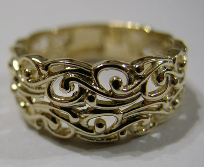 Kaedesigns New 9ct 375 Wide Yellow Gold Wide Flower Filigree Ring - Choose your size
