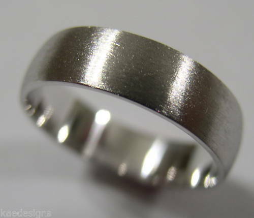 Size V, Genuine Matt Finish 9ct 9K 375 Solid White Gold Wedding Band Ring