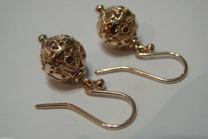 Kaedesigns New Genuine 9ct Yellow, Rose or White Gold 10mm Euro Ball Drop Filigree Earrings