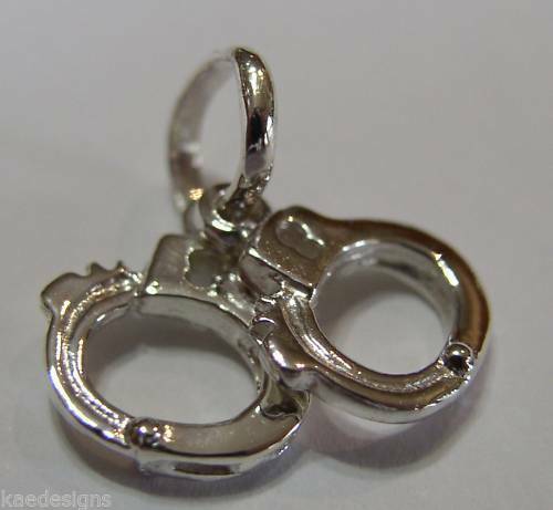 Sterling Silver 925 Hand Cuffs Handcuffs Charm Or Pendant