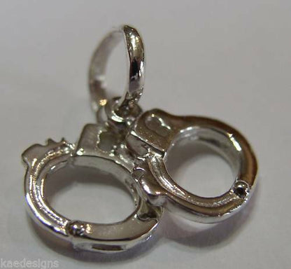 Sterling Silver 925 Hand Cuffs Handcuffs Charm Or Pendant