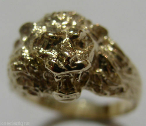 Kaedesigns Genuine Solid New 9ct 9kt Yellow, Rose or White Gold Large Lion's Head Ring