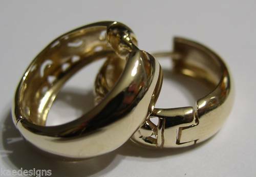 Kaedesigns Genuine 9ct 9k 375 Solid Yellow, Rose or White Gold Hoop Filigree Huggies Earrings
