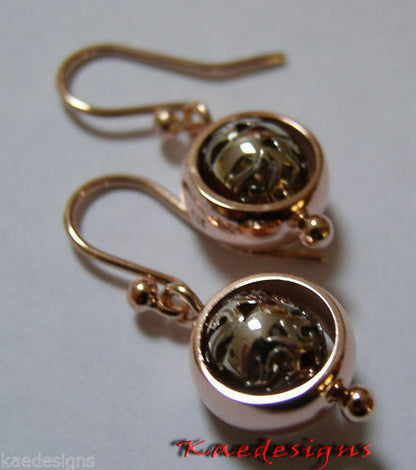 Kaedesigns Genuine 9ct 9k 375 Rose & White Gold Filigree Belcher Ball Earrings