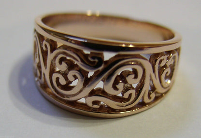 Kaedesigns New Size Q1/2 9ct Full Yellow, Rose or White Gold Filigree Flower Swirl Ring