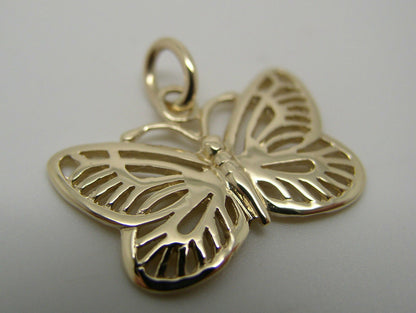 Kaedesigns, Genuine New 9ct 9kt Yellow, Rose Or White Gold Filigree Butterfly Pendant 342