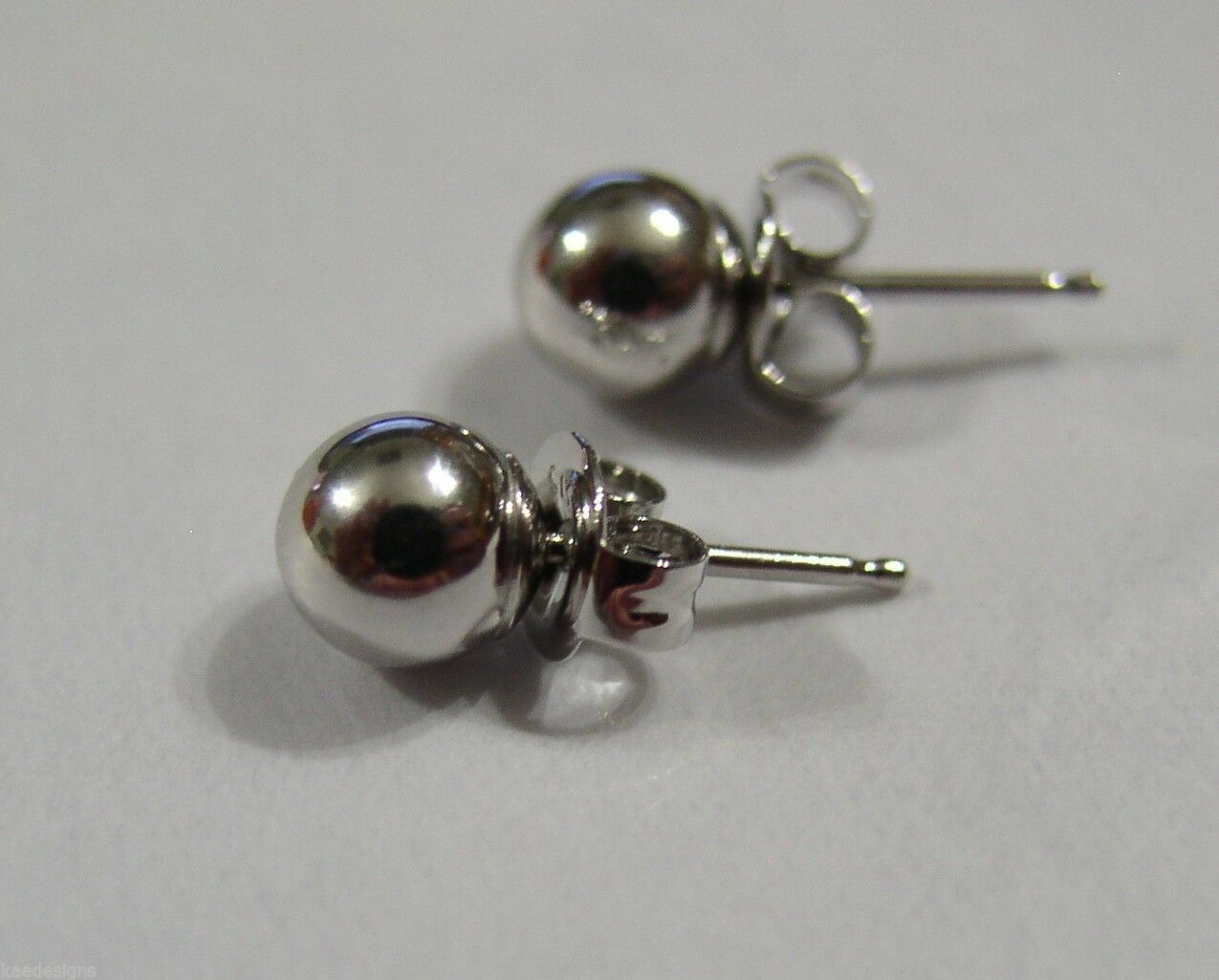 Genuine 14ct White Gold 5mm Stud Ball Earrings With Butterfly Backs