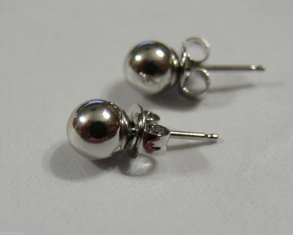 Genuine 14ct White Gold 5mm Stud Ball Earrings With Butterfly Backs