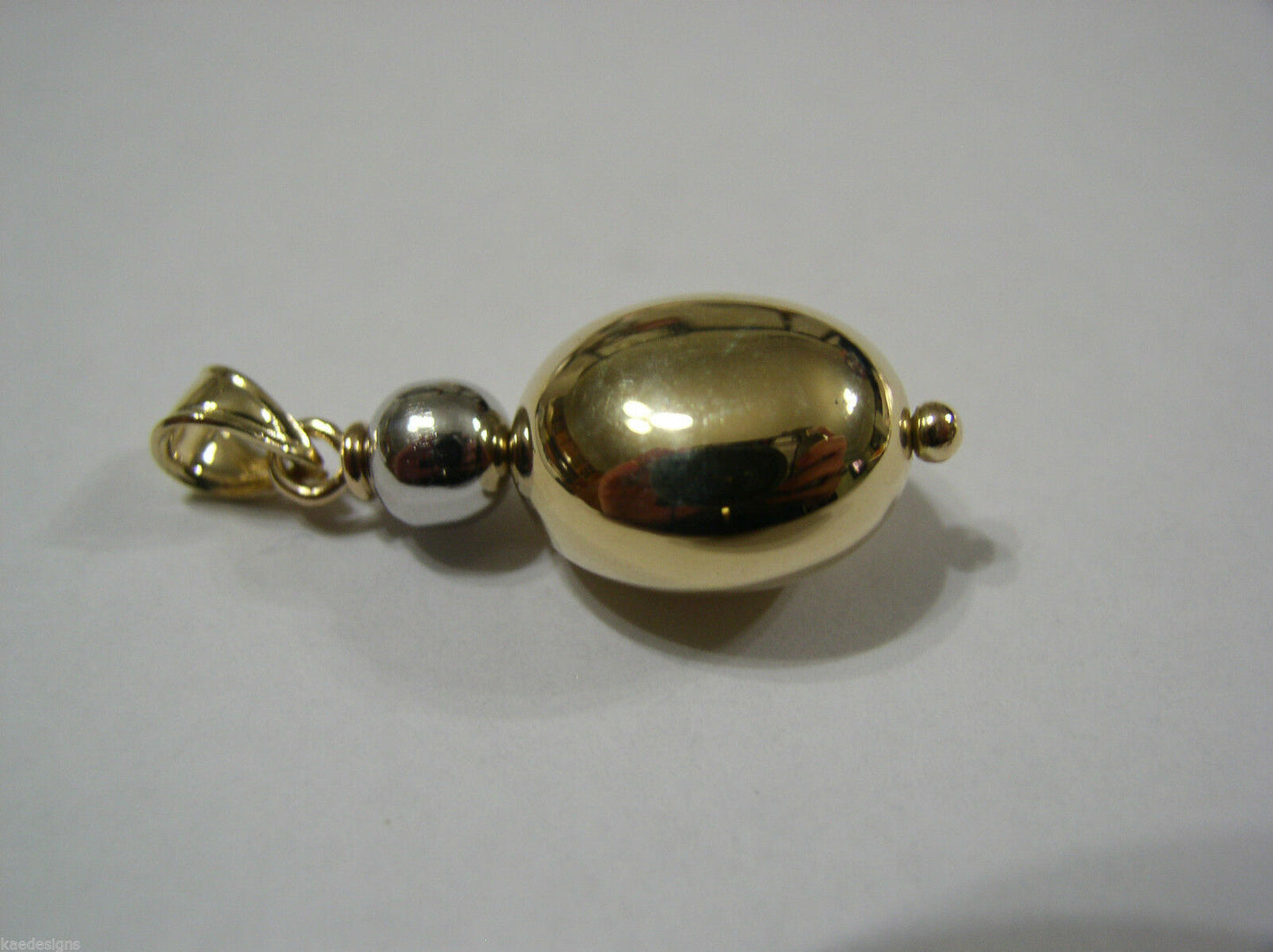 Genuine New 9ct 9kt 375 Yellow & White Gold Oval Bubble Ball Pendant