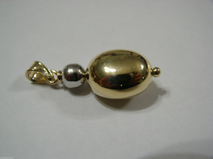 Genuine New 9ct 9kt 375 Yellow & White Gold Oval Bubble Ball Pendant