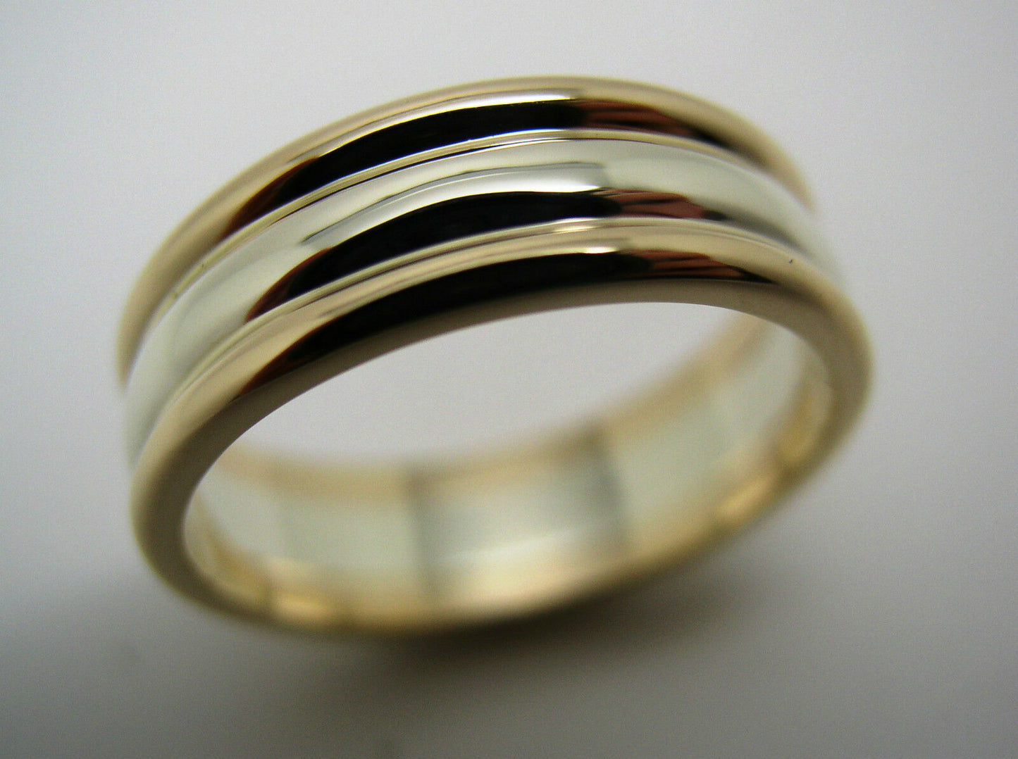 Genuine Full Solid 9ct White & Yellow Gold Heavy Band Ring Size X