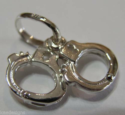 Sterling Silver 925 Hand Cuffs Handcuffs Charm Or Pendant