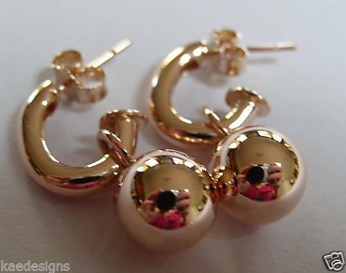 Kaedesigns Genuine Heavy 9ct 9kt Yellow, Rose or White Gold 14mm Belcher Ball Drop Earrings