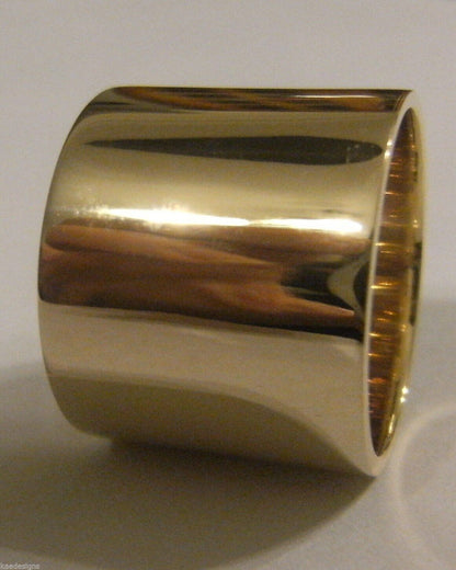 Size S, Heavy Genuine 9kt 9ct Yellow, Rose or White Gold / 375, Full Solid 15mm Extra Wide Band Ring
