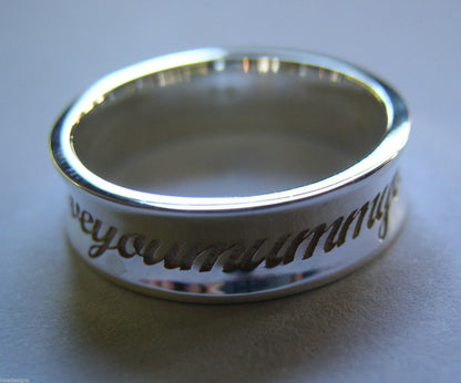 Custom Made Solid 9ct White Gold Engraved Ring With Your Own Message 7mm Wide