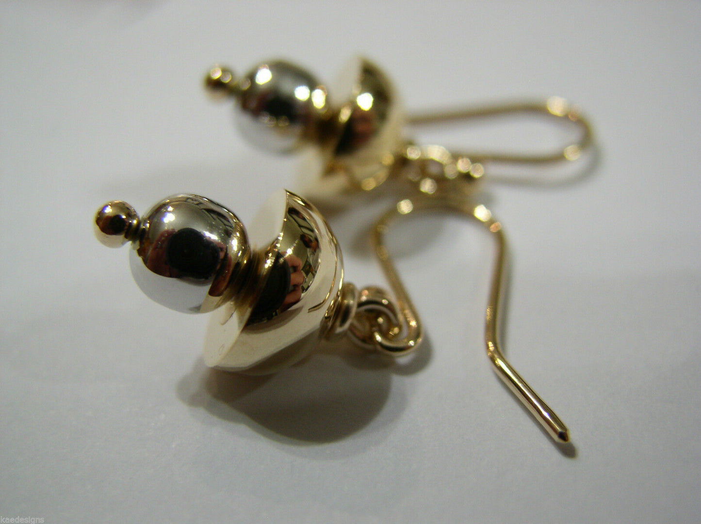 Kaedesigns Genuine 9ct 9k Yellow & White Gold Fancy Hook Earrings