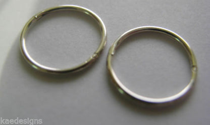 Sterling Silver Sleepers Hinged Earrings Plain 12mm