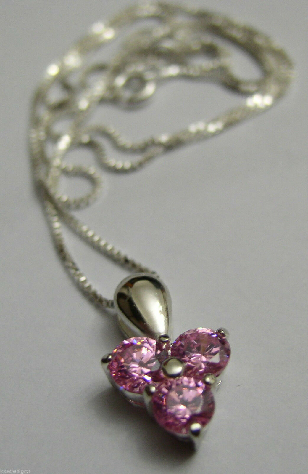 Sterling Silver 925 Pink Stone Pendant & Silver Chain