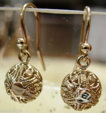 Kaedesigns New 9ct Yellow, Rose or White Gold 10mm Half Ball Hook Filigree Earrings