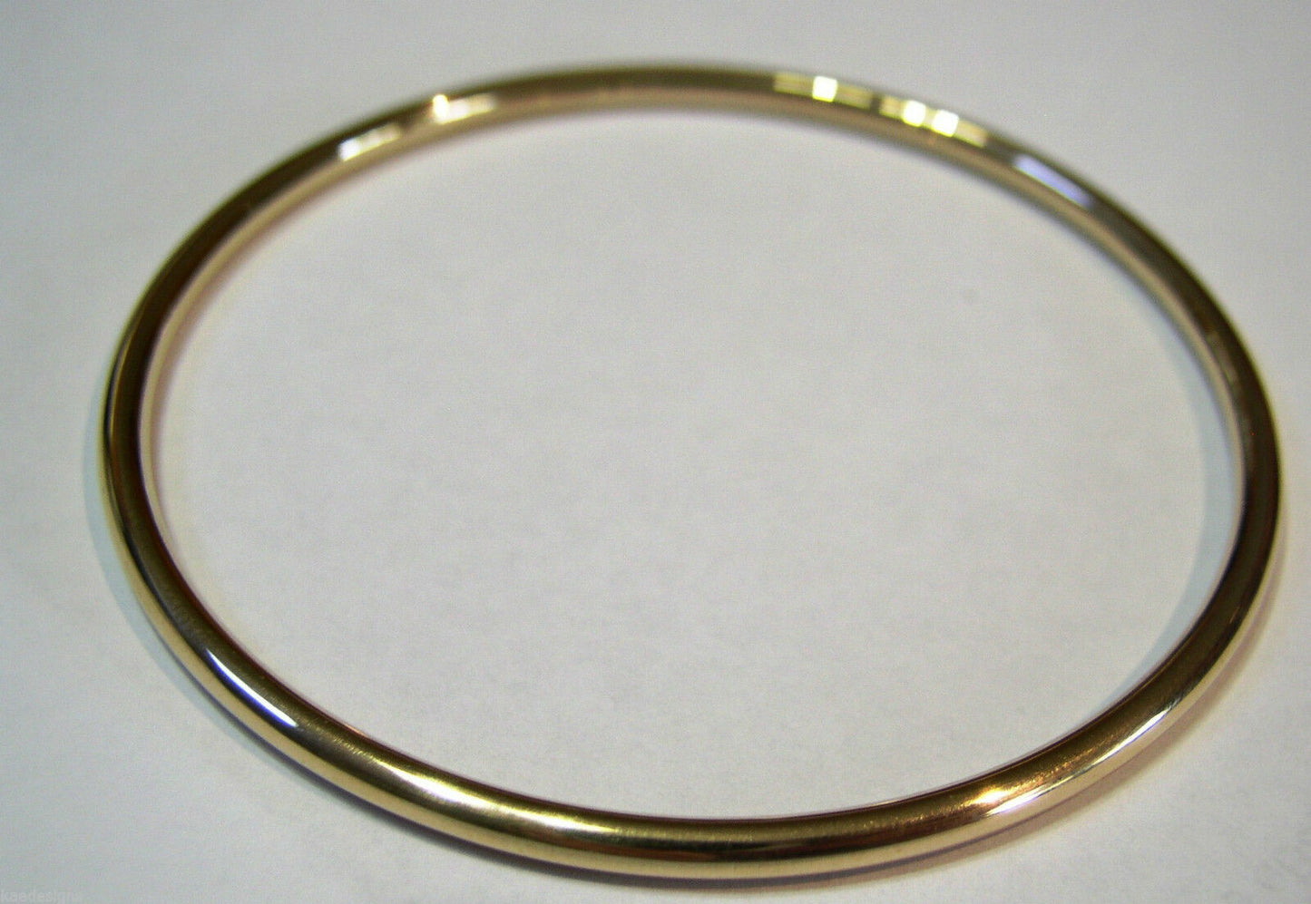 Genuine 9ct Yellow, Rose or White gold 3mm wide GOLF bangle 65mm inside diameter