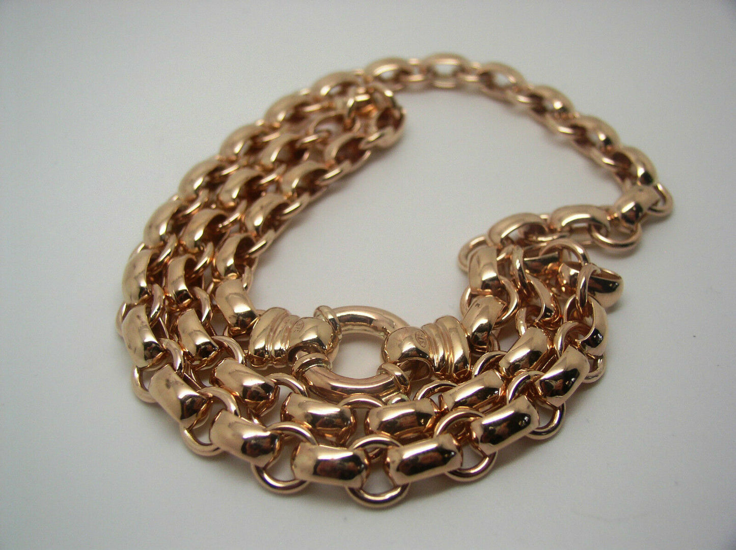 Genuine 9ct Yellow, Rose or White Gold 375, Solid Heavy Oval Belcher Necklace Chain 50 grams 50cm