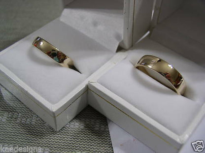 Genuine Custom Made His & Hers Solid 9ct 9K Yellow Gold Wedding Bands Couple Rings