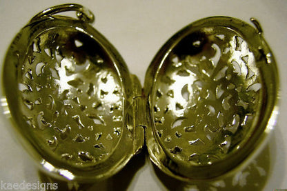 Kaedesigns Genuine 9ct 9k Solid Yellow, Rose or White Gold Filigree Oval Pendant Locket