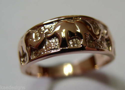 Kaedesigns Genuine New 18ct Gold Solid Yellow, Rose or White Gold Lucky Elephant Ring 209