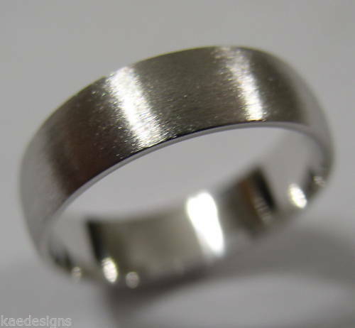 Size V, Genuine Matt Finish 9ct 9K 375 Solid White Gold Wedding Band Ring
