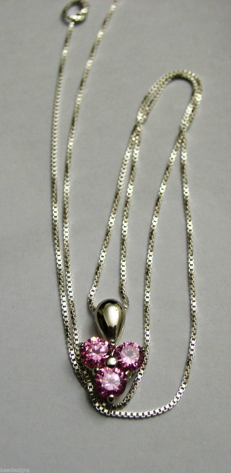 Sterling Silver 925 Pink Stone Pendant & Silver Chain
