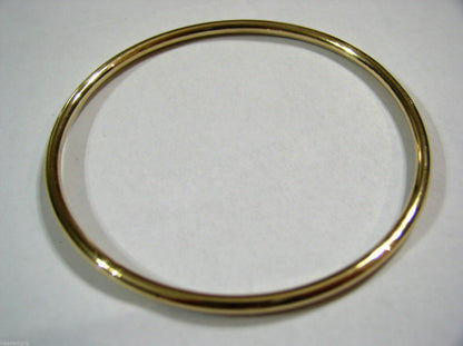 Genuine 9ct Yellow, Rose or White gold 3mm wide GOLF bangle 65mm inside diameter